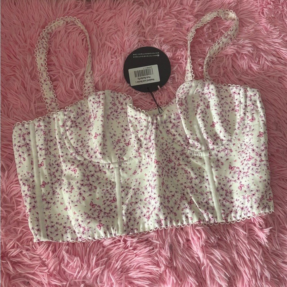 NWT White Fox Floral Bustier Crop Top